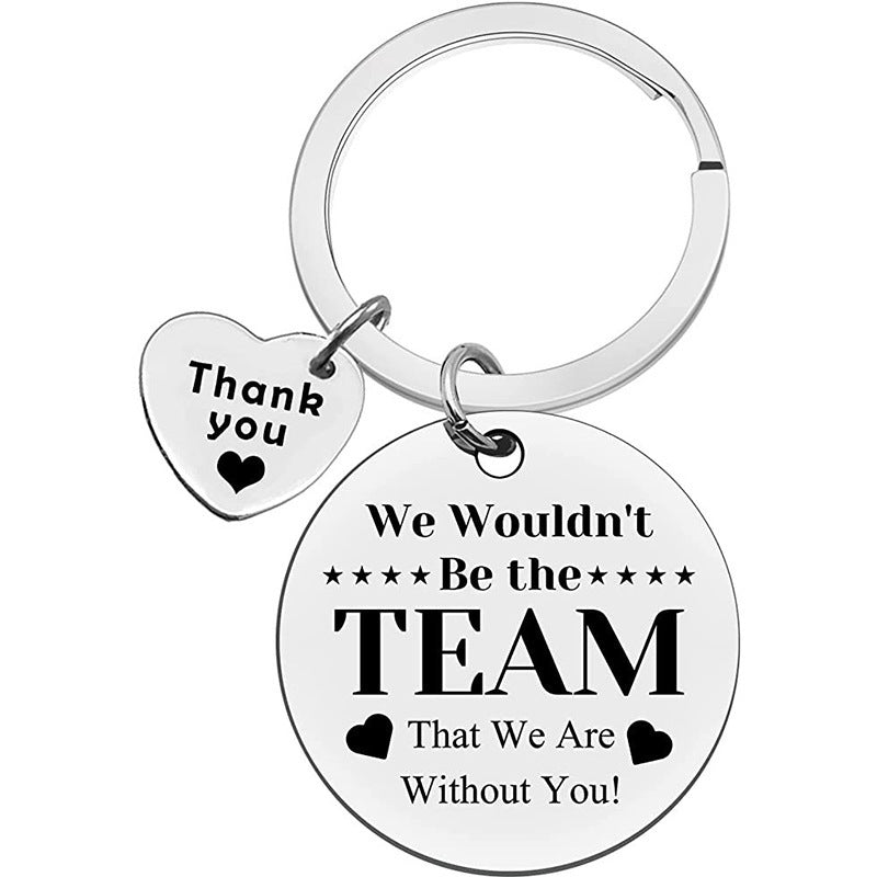 Wholesale Creative Round Stainless Steel Keychain Inspirational Gift For Team Building Colleagues And