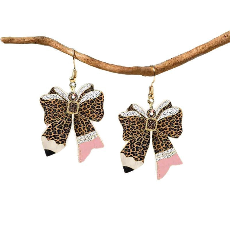 Wholesale Back to school season bow pencil 2D acrylic earrings