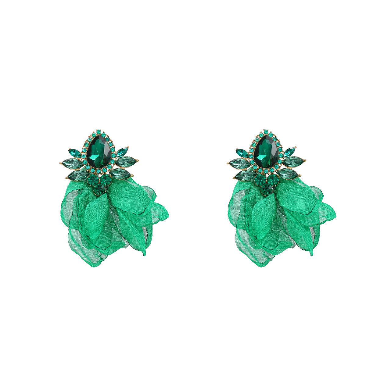 Wholesale colorful diamond fabric floral elegant alloy earrings ACC-ES-JL011