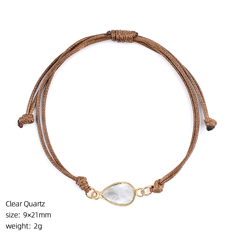 Wholesale Adjustable Woven Tiger Eye Stone Teardrop Bracelet Fashion Accessory Gift