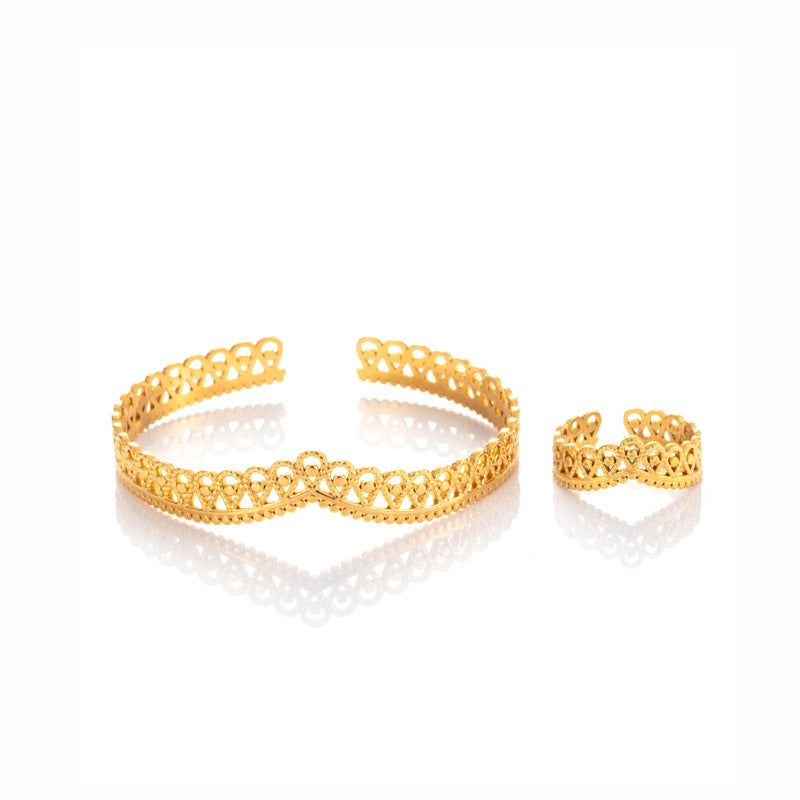 Wholesale titanium steel ring adjustable  crown lace  jewelry