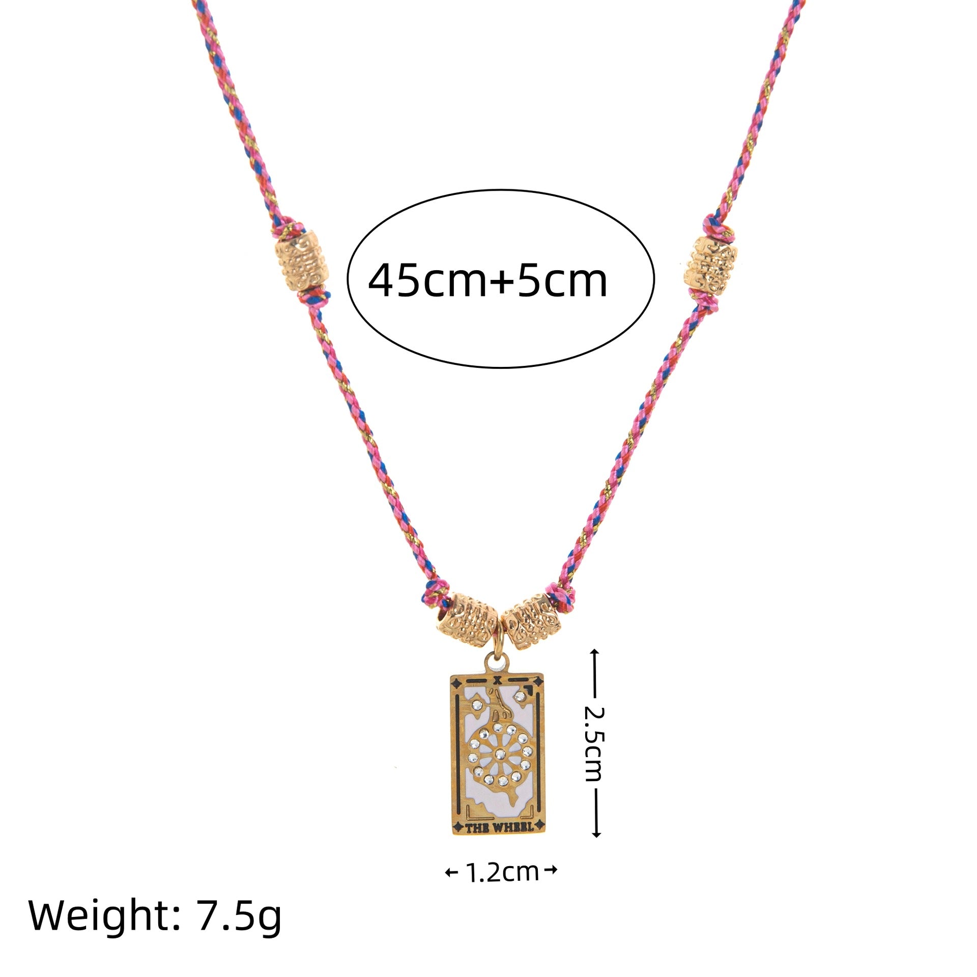 Wholesale Titanium steel gold-plated necklace Tarot card diamond drop oil rope necklace