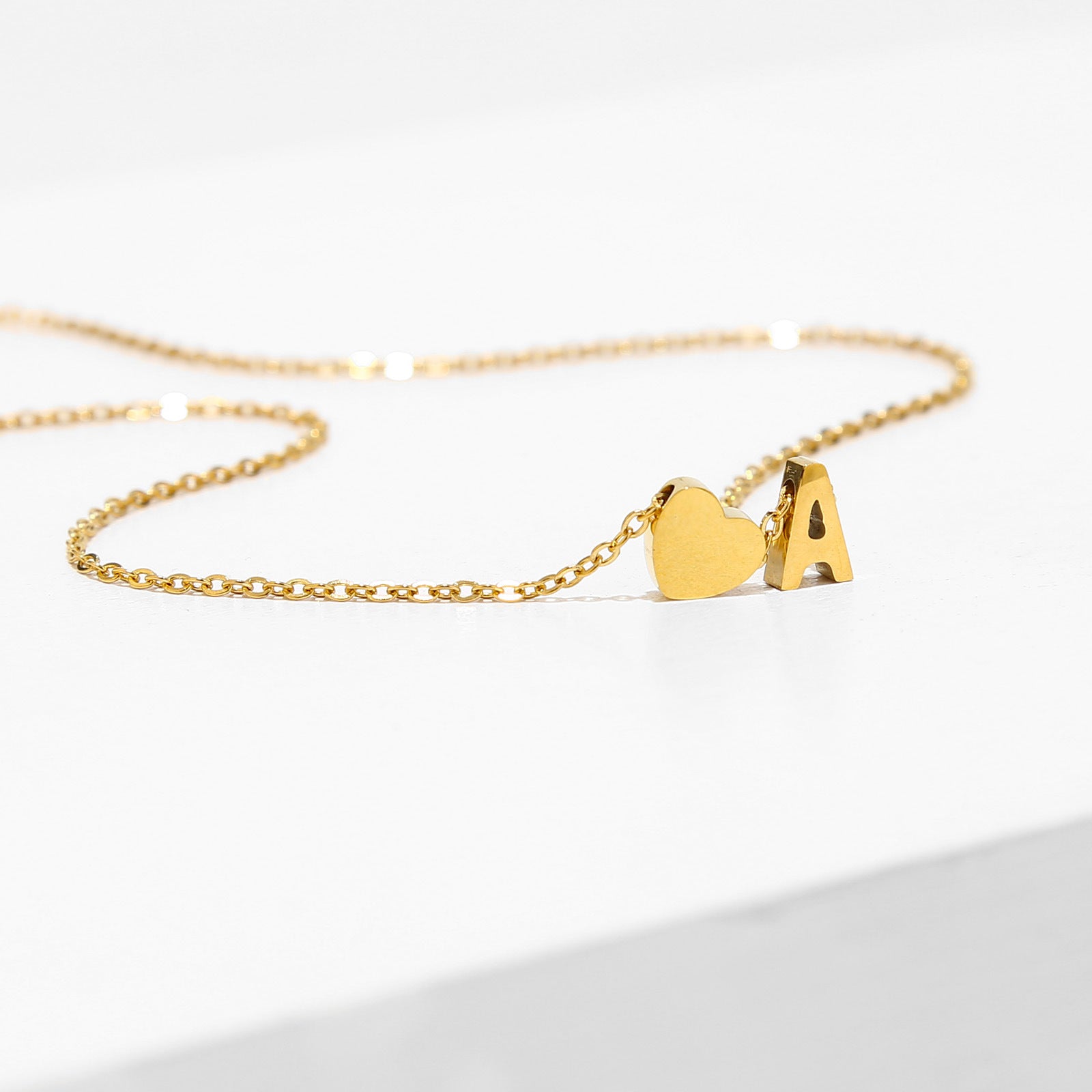 Wholesale light luxury love 18K gold stainless steel 26 letters necklace