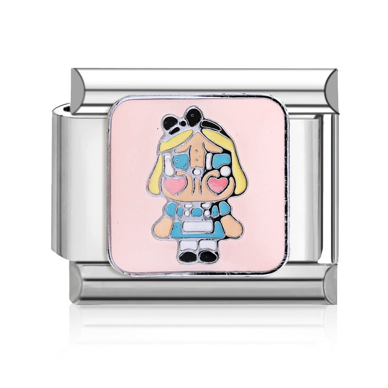 Wholesale  9mm Italian Charm Starter Bracelets DIY square Single Section Creative Stainless Steel Composable Bracelet