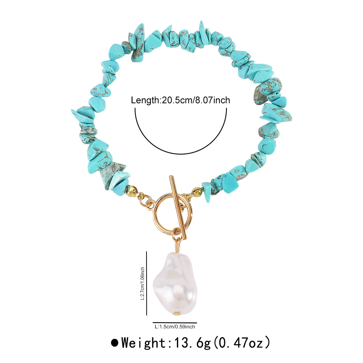 Wholesale Design Special-Shaped Pearl Pendant Ot Buckle Necklace Retro Ethnic Style Fashion Green Turquoise Bracelet