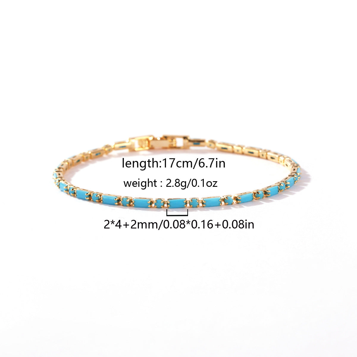 Wholesale 18k Gold Plated Zircon Bracelet,  Blue Turquoise Design,  Boutique Jewelry Accessory