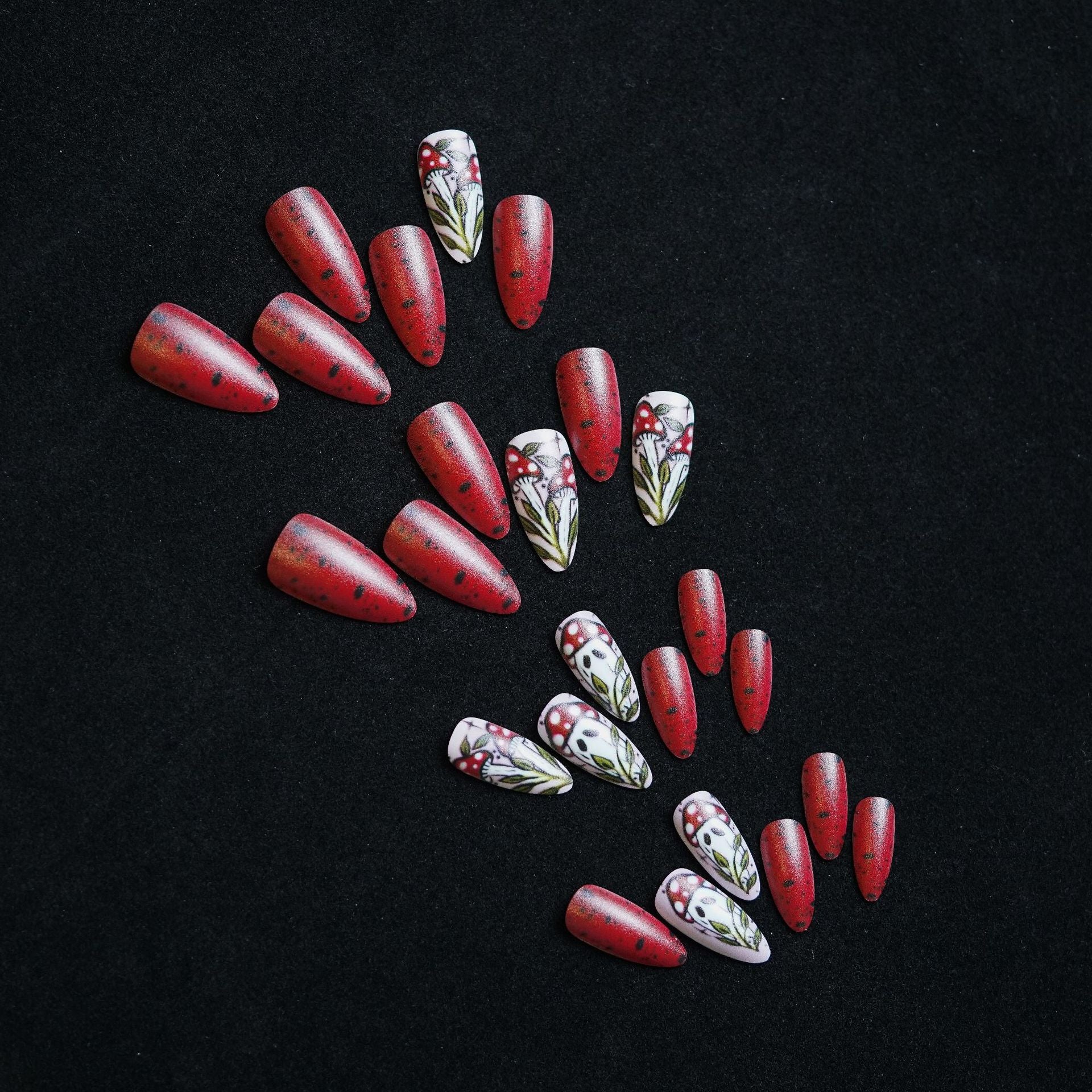 Wholesale 24 Pieces/ box  Mushroom Ghost Nails Kits Nail Stickers