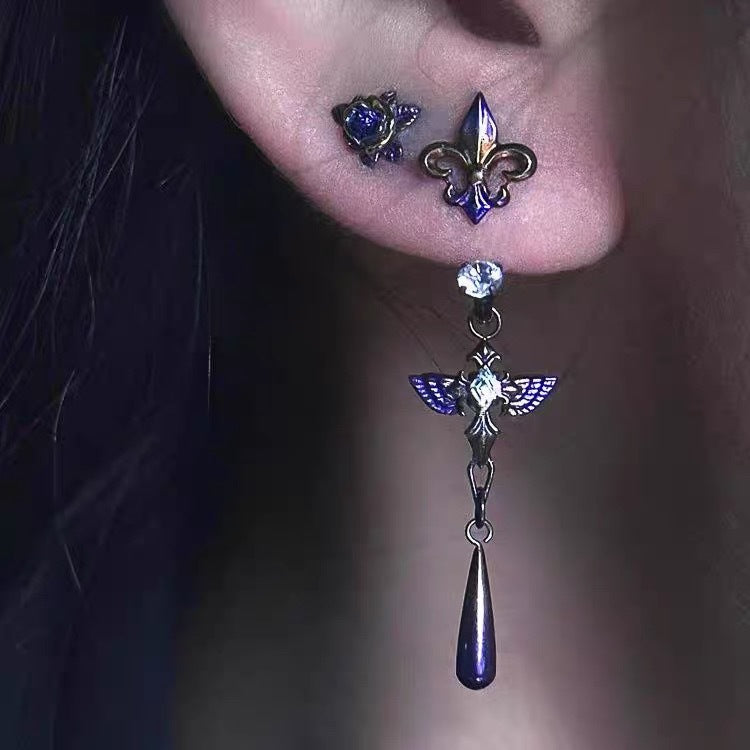 Wholesale Purple Oriole Flower Pendant Earrings