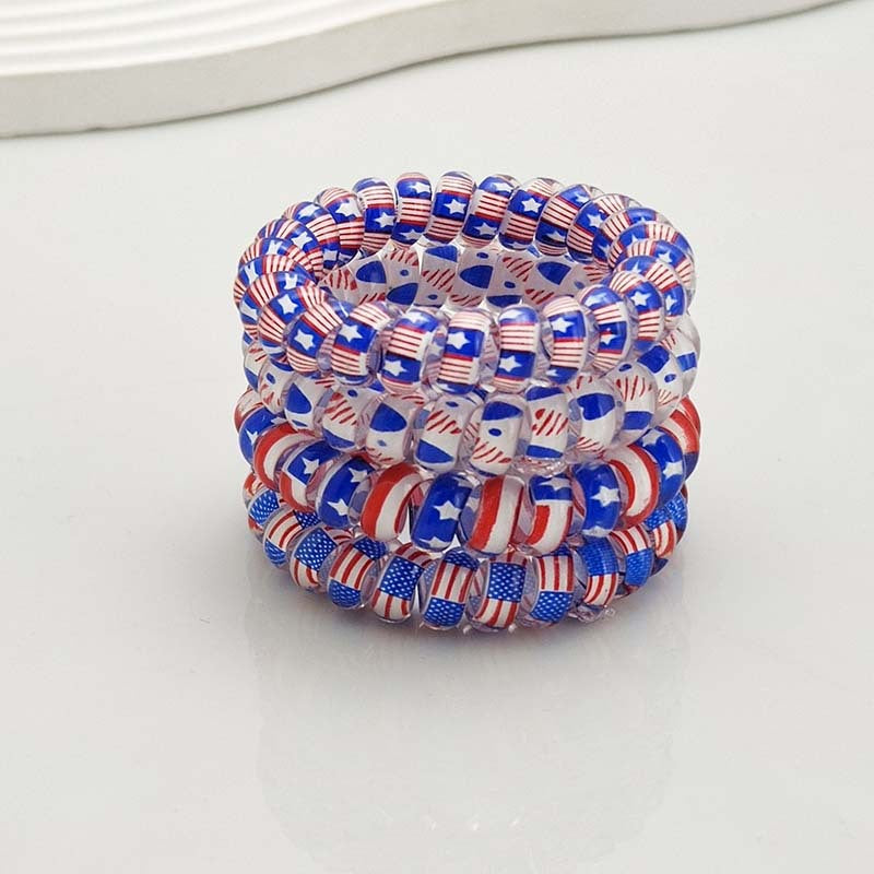 Wholesale American Flag Phone Wire Hair Tie Hair Scrunchies Independence Day ACC-HS-MengKa001