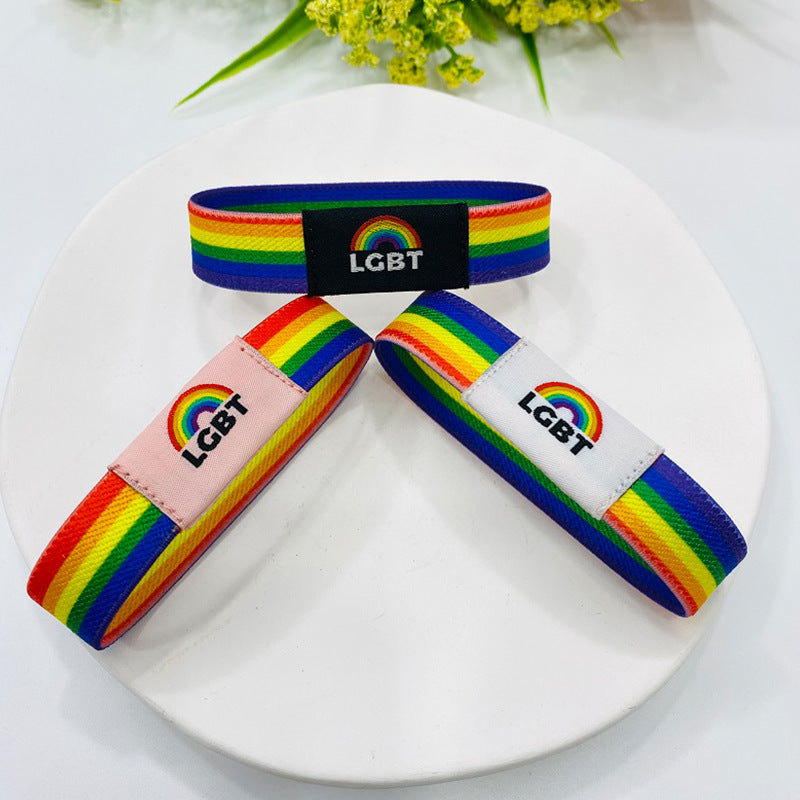 Wholesale LGBT Rainbow Elastic Band Six Color Bracelets ACC-BT-Guangg002