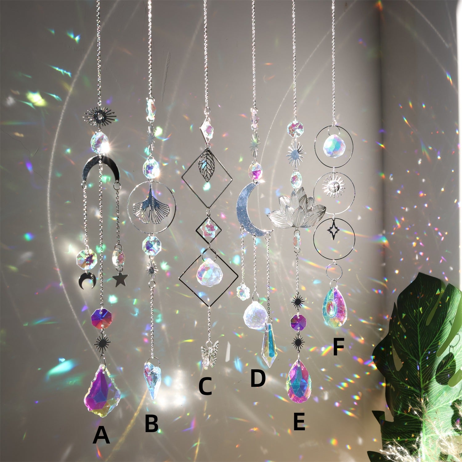 Wholesale Silver Petal Colorful Crystal Day Catcher Decoration