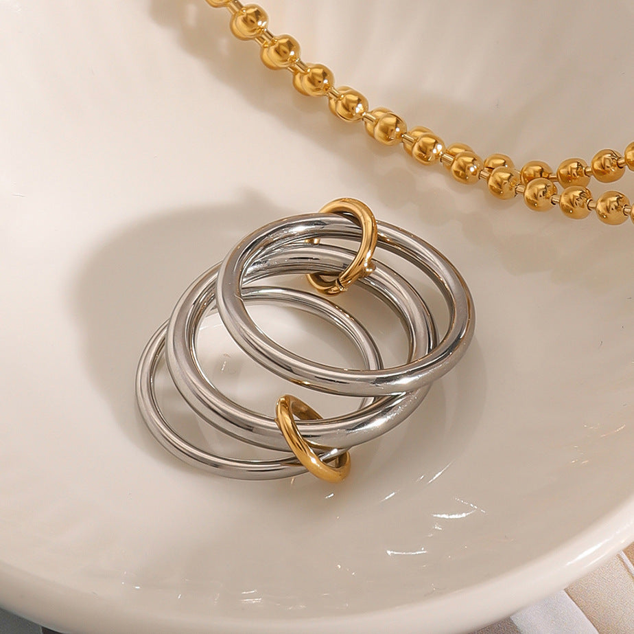 Wholesale  Stainless Steel Stacked Ring Personality Ring