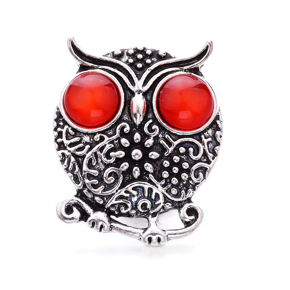 Wholesale Noosa Button Owl Button Bracelet Pendant 18mm Snap Charms Accessories