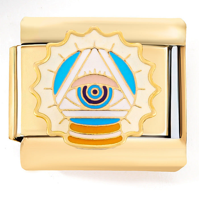 Wholesale Italian Charm Horus Eye Stainless Steel Patchwork Bracelet