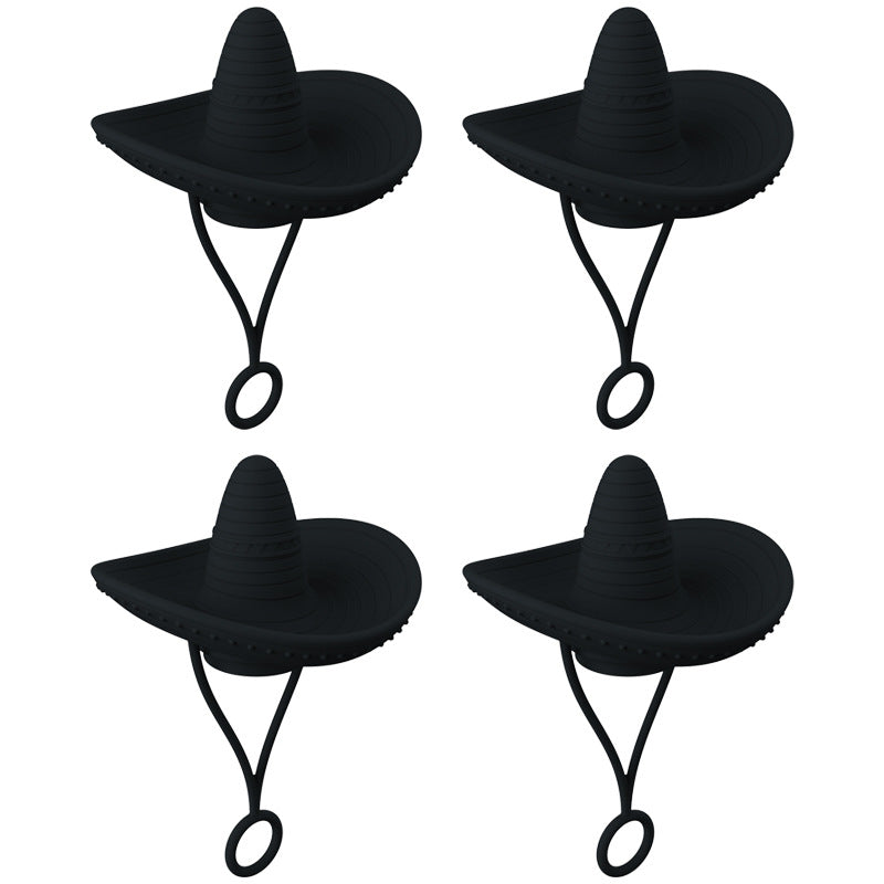 Wholesale Pointy Mexican Style Hat Silicone Straw Tube Cap 6-10mm Straw Decoration Straw Cover ACC-SCR-HuaYi002