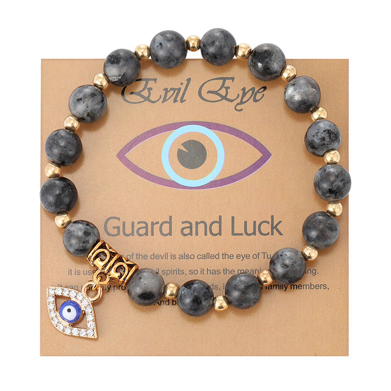 Wholesale  8mm Pink Zebra Stone Bracelet Devil' s Eye Pendant Bracelet