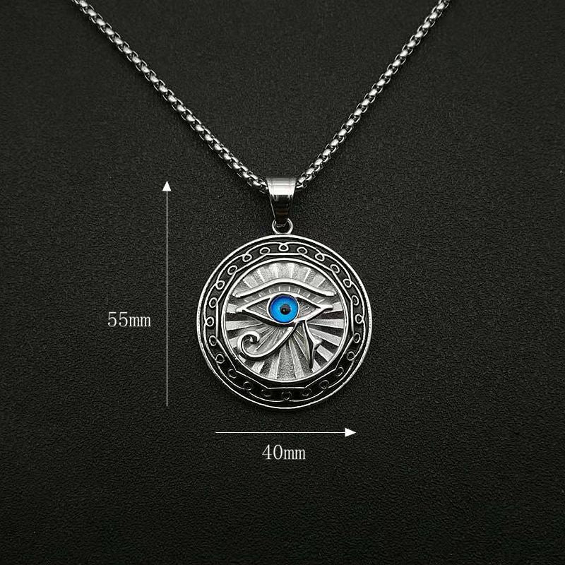 Wholesale  Egypt Eye of Horus Jewelry Gold Plated Blue Eye Round Brand  Necklace