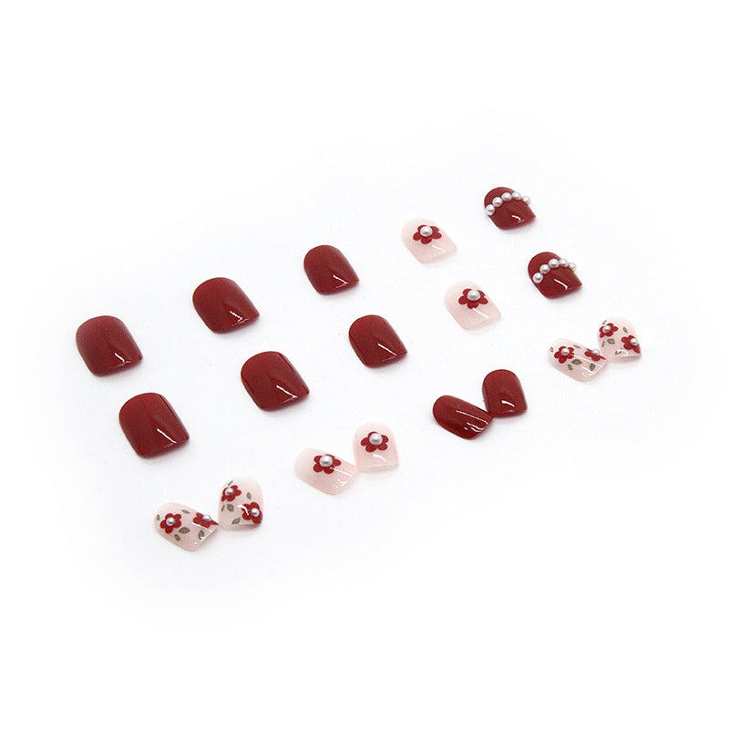 Wholesale 24 Pieces/box Pearl Flower Nails Kits Nail Stickers