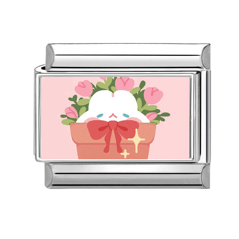 Wholesale Pink series   DIY  Single Section Creative Stainless Steel Composable Bracelet