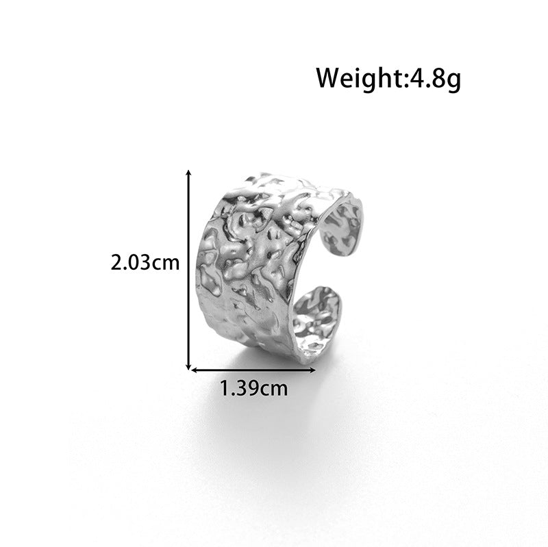 Wholesale Metal Advanced Sense Ginkgo Leaf Opening Titanium Steel Ring