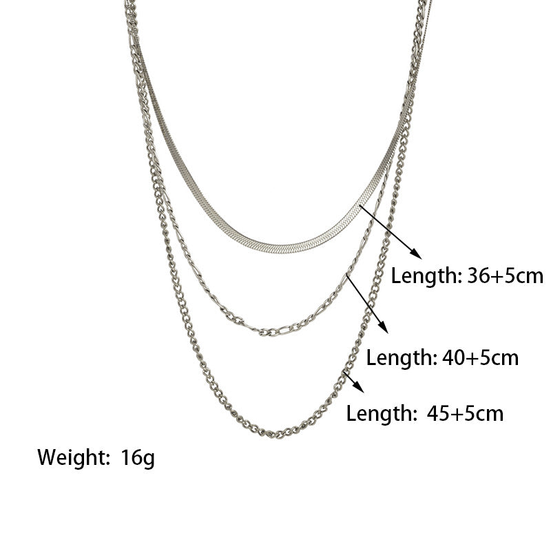 Wholesale Titanium Steel Necklace Three-layer Chain Necklace 18K Gold Plated Necklace ACC-NE-Tais005