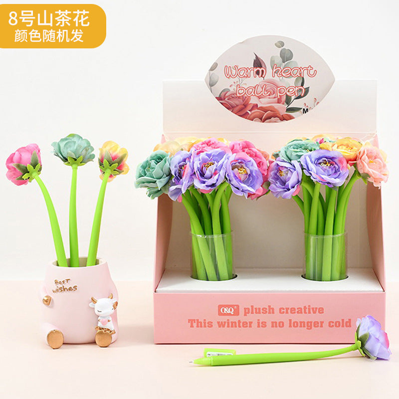Wholesale Creative Flower Neutral Pens Soft Silicone Shaking Pen