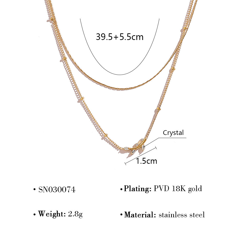Wholesale Stainless Steel Double-layer Diamond Light Luxury Clavicle Chain