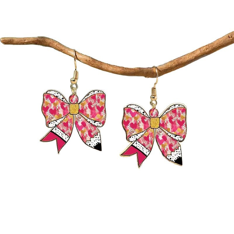 Wholesale College Bow Acrylic Earrings