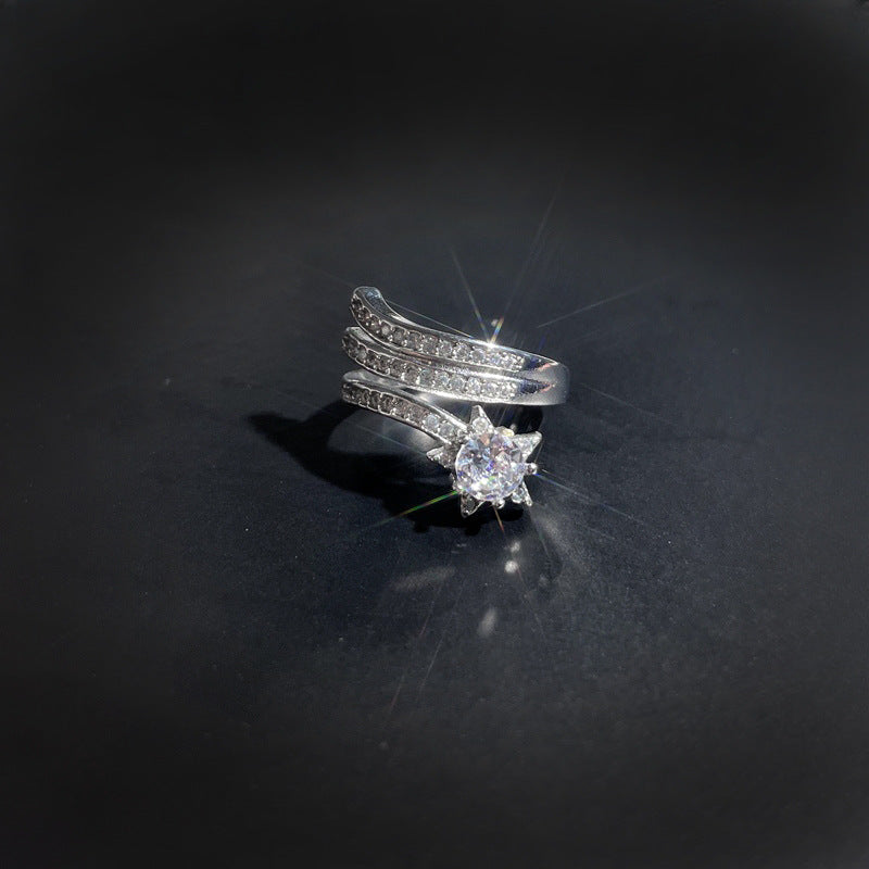 Wholesale Light luxury high-grade full Diamond Star series open ring