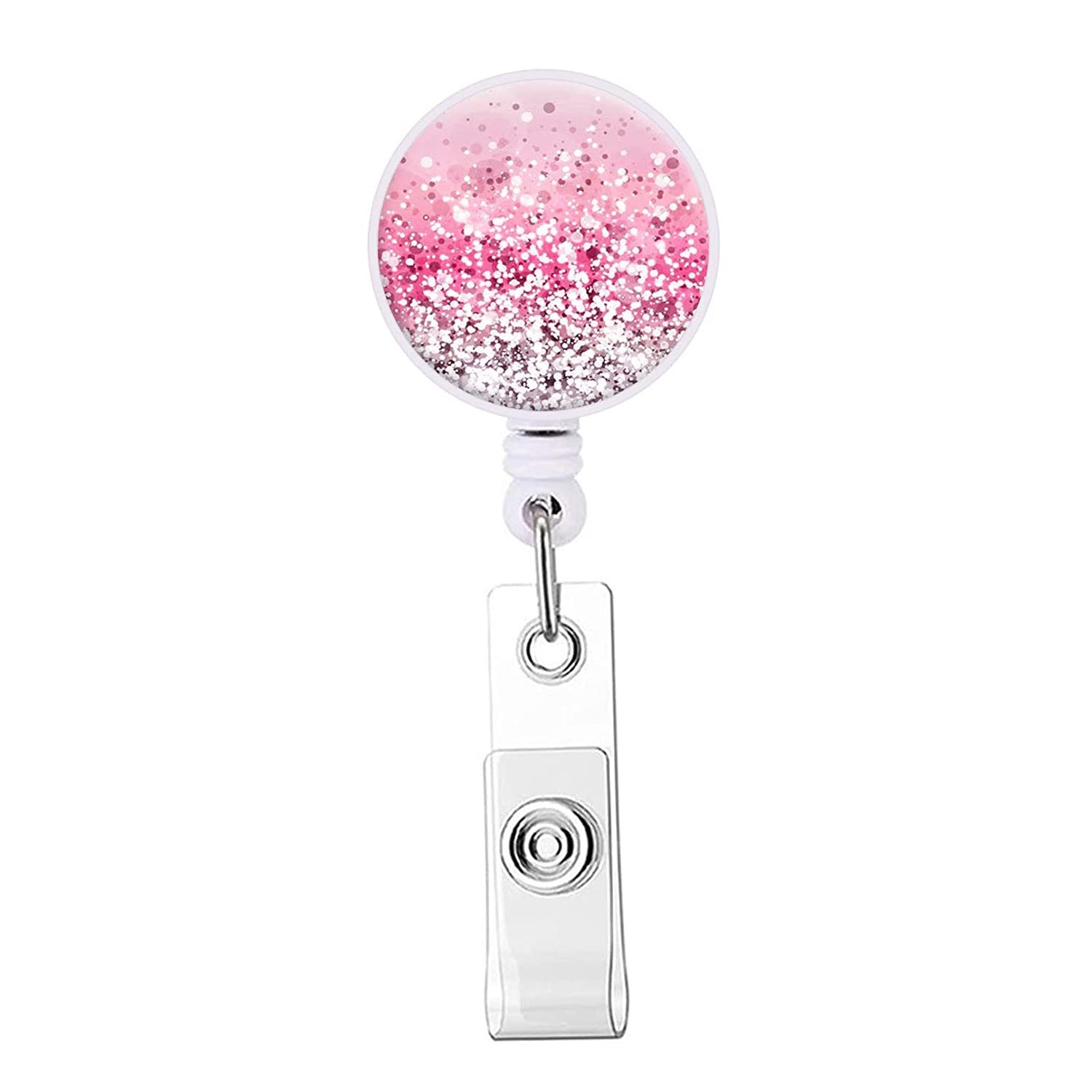 Wholesale Badge Reels Glitter Easy Pull Buckle Rotating ABS Retractable Keychains