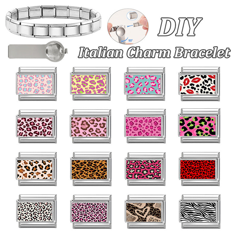 Wholesale Stainless Steel DIY Modular Bracelet Leopard Pattern Jewelry Accessory