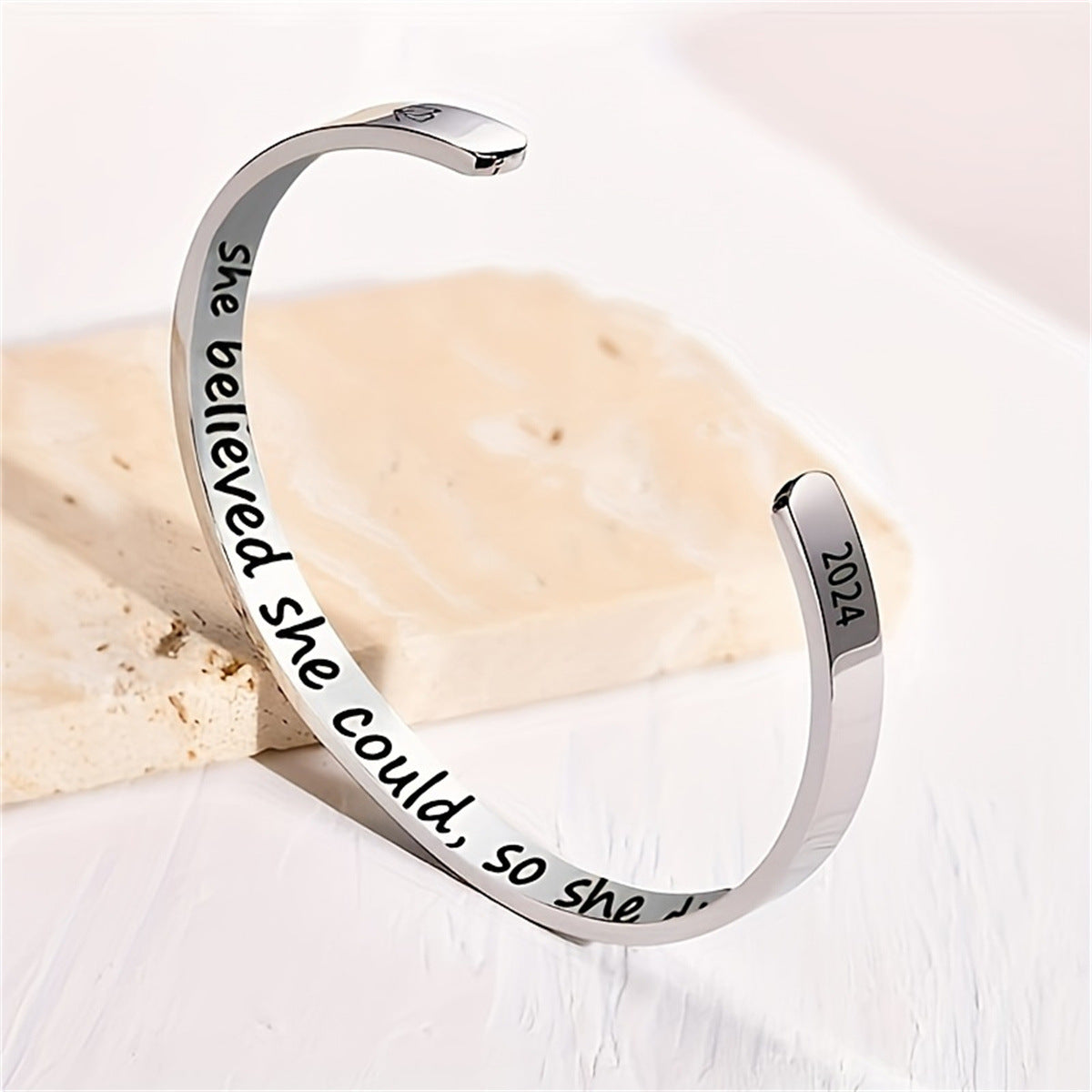 Wholesale Stainless Steel Engraving Bracelet C- Shaped Opening Bracelet