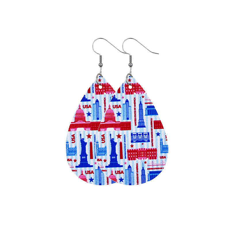 Wholesale American Independence Day Leather Earrings ACC-ES-CY022