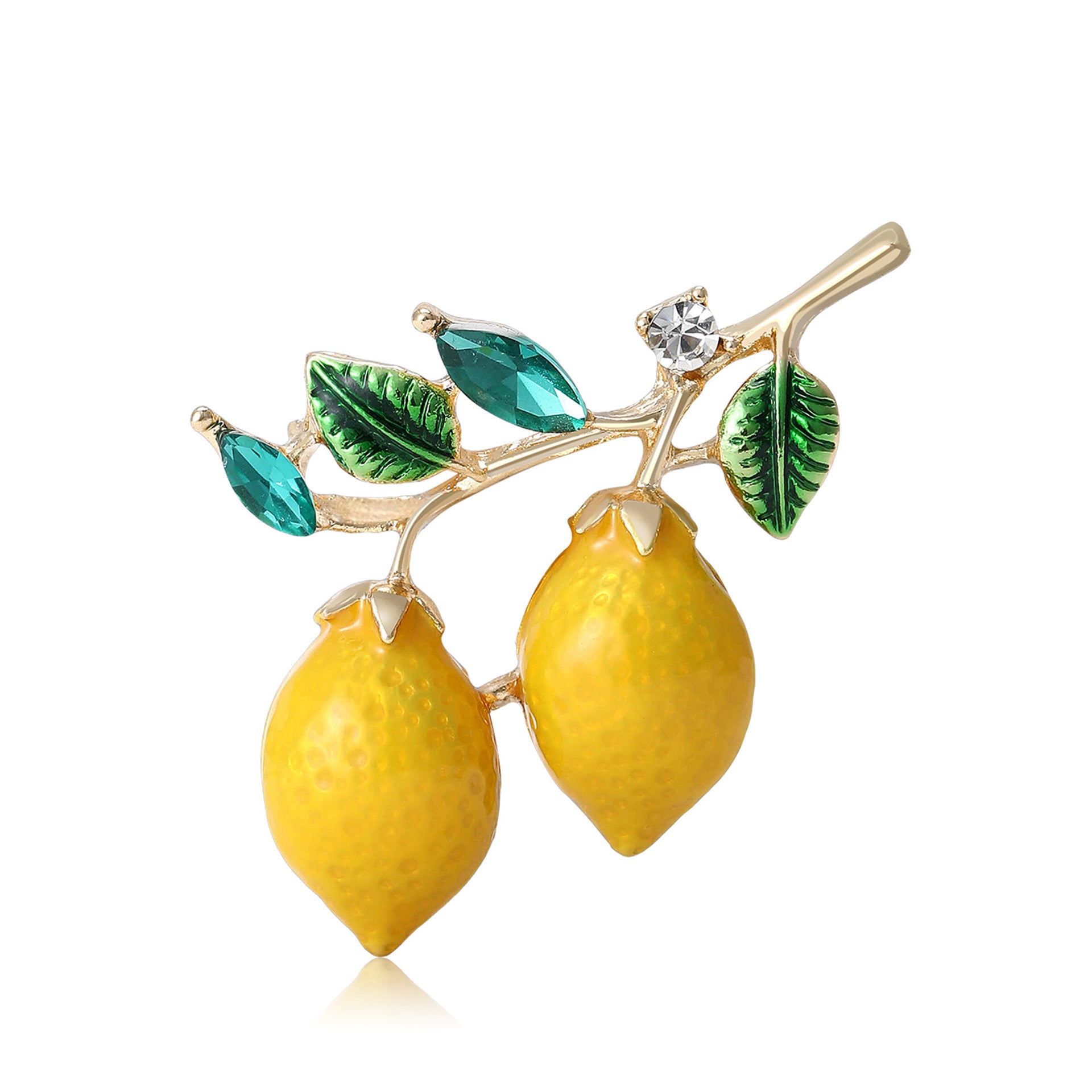 Wholesale Drip Oil Alloy Double Lemon Brooch Trendy Summer Women S Shirt Decorative Pin Everyday Jewelry Accessory