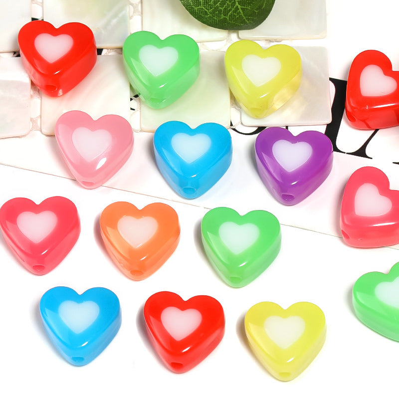 Wholesale 100pcs Acrylic Color Matching Double Love Vertical Hole Beads Diy Accessories ACC-BDS-BLG100