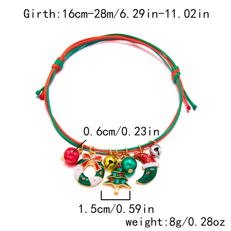 Bracciale combinato con ciondolo stampella alce albero intrecciato campana di Natale all'ingrosso