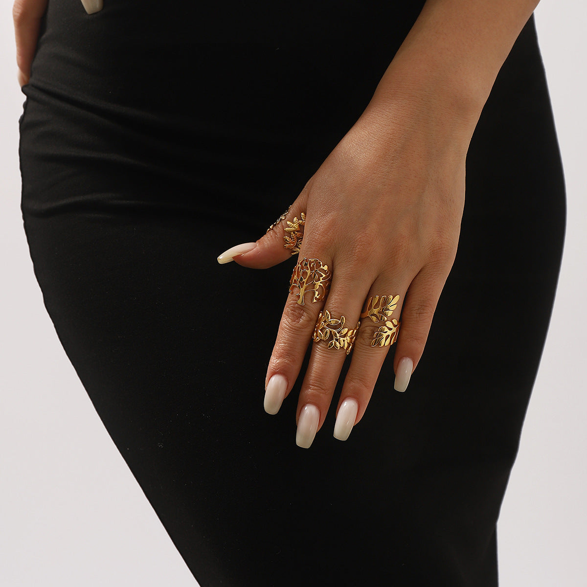 Wholesale Stainless Steel French Retro Personality  Design Leaf Ring