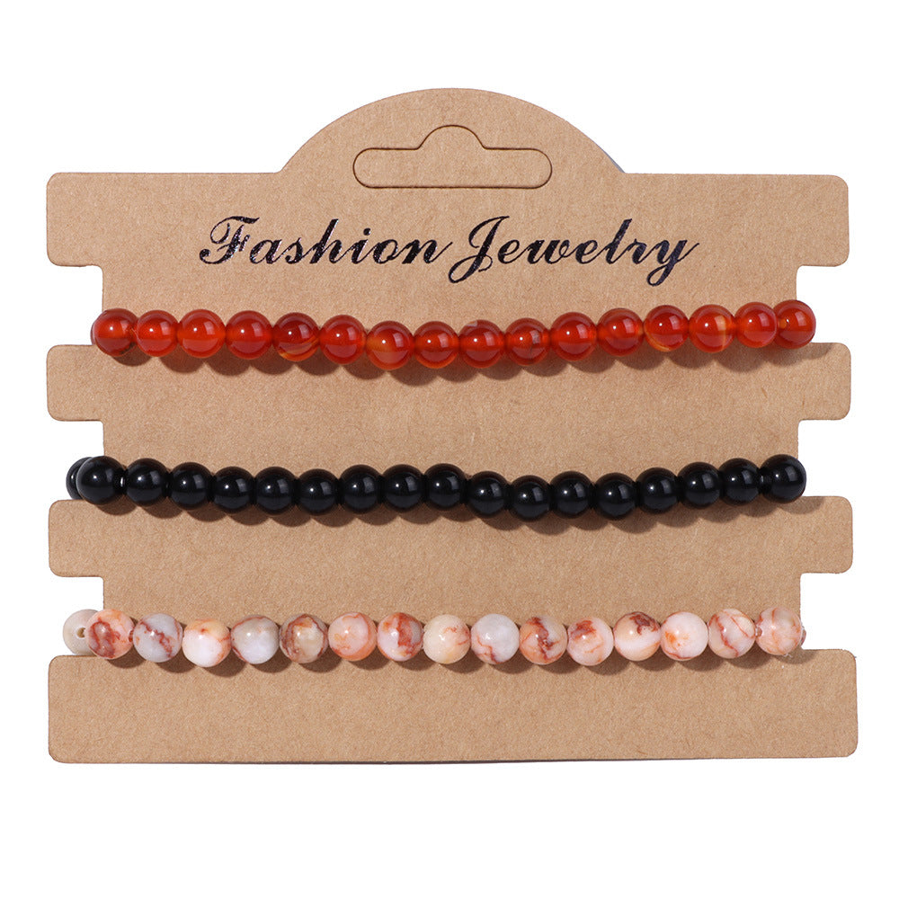 Wholesale 6mm Natural Stone Beads Elastic Bracelet ACC-BT-YinYi012