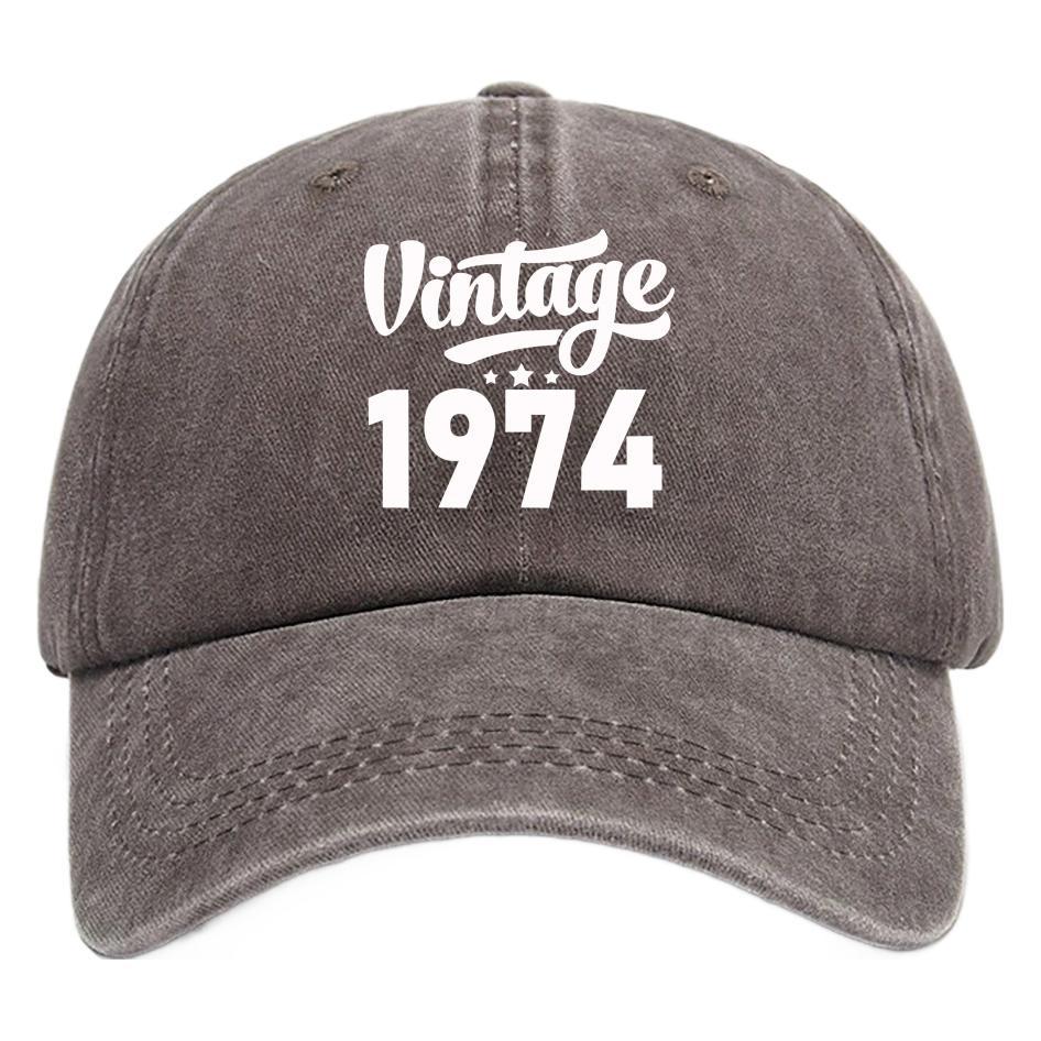 Wholesale Washed Cotton Printing 1974 Old  Retro Baseball Cap