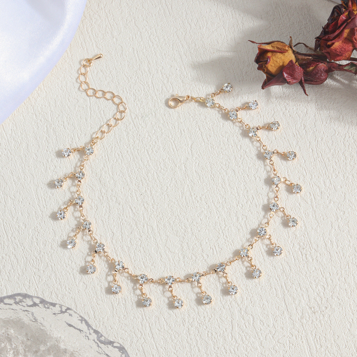 Wholesale Full Diamond Tassel Anklet Bohemian Shiny Rhinestone Ankle