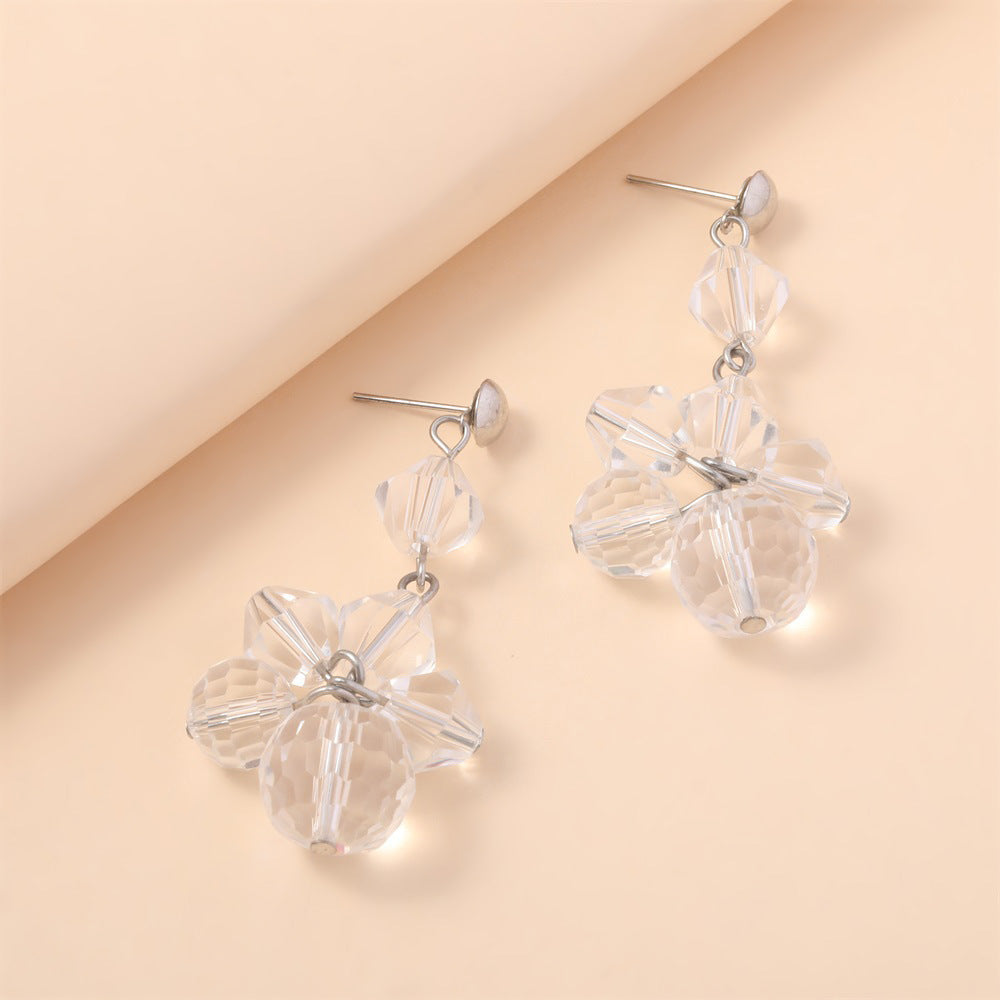 Wholesale Exaggerated Acrylic  Crystal Retro Flower Pendant Earrings