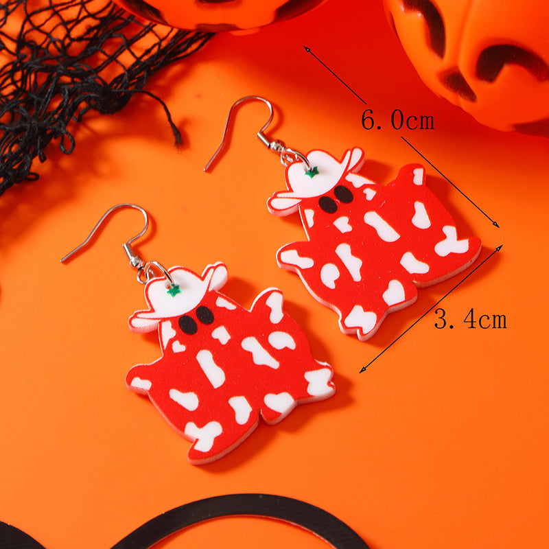Wholesale Western Cowboy Ghost Halloween Vintage Acrylic Earrings ACC-ES-Haoc006