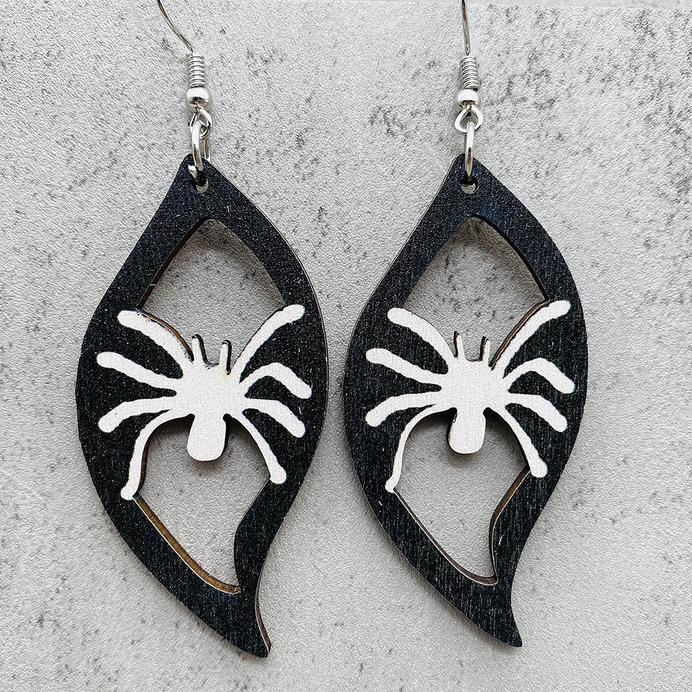 Wholesale Halloween Wood Pumpkin Skull Ghost Earrings