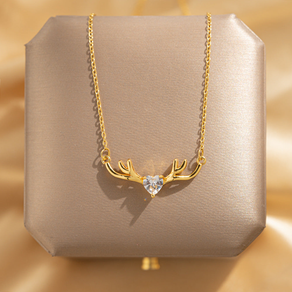 Wholesale Titanium Steel Zircon Clavicle Chain Necklace Korean Style Jewelry Accessory