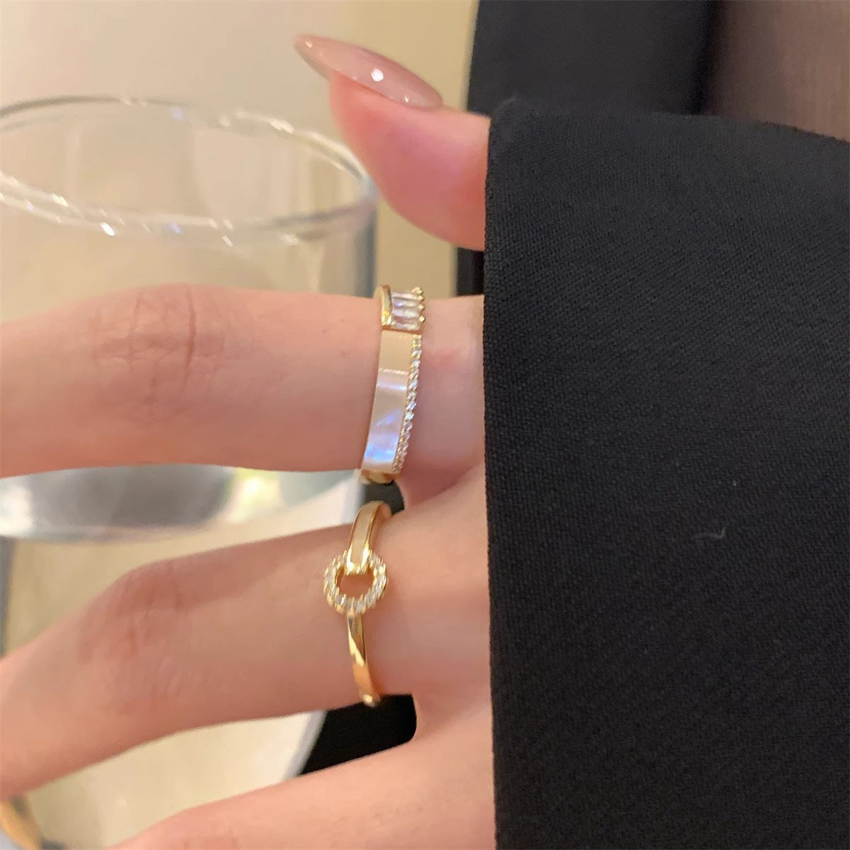 Wholesale Simple and Fashionable Zircon Design Sense Stacked Ring