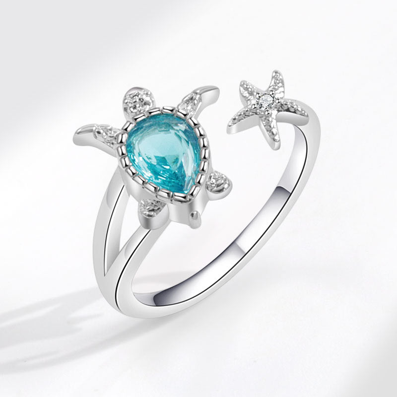 Wholesale Copper Electroplated White Gold Ocean Animal Ring Women' s Fashion Jewelry Accessory