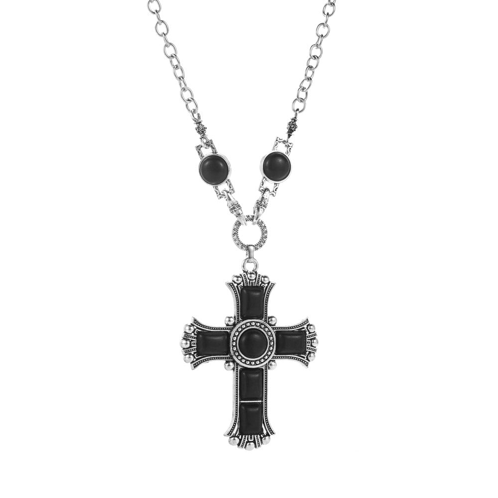 Wholesale Alloy Cross Pendant Necklace Multi-Layer Turquoise Layering Jewelry for Women Boutique Resale