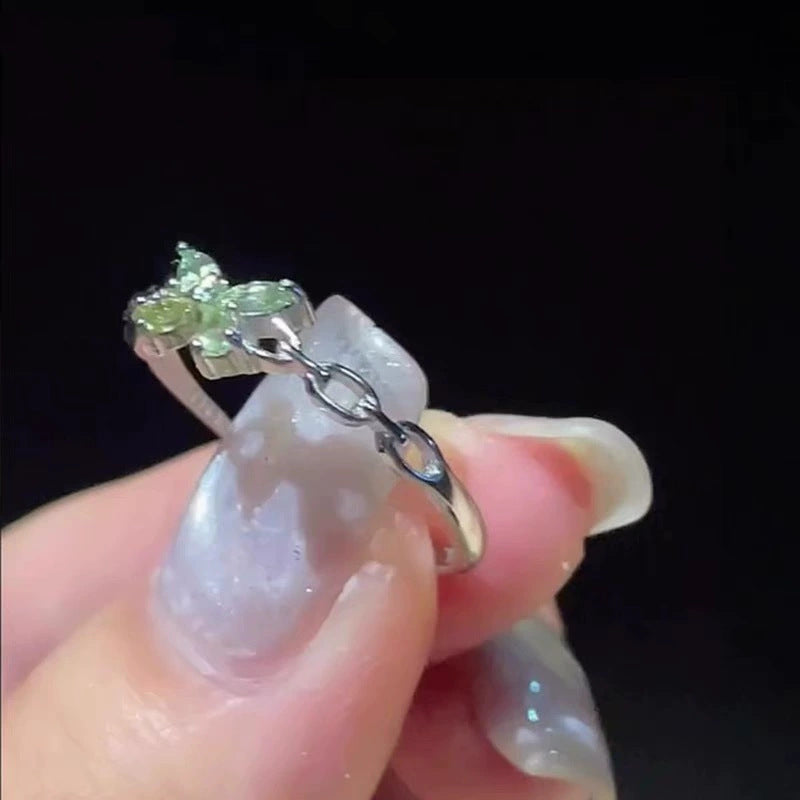 Wholesale Green Rhinestone Butterfly Ring