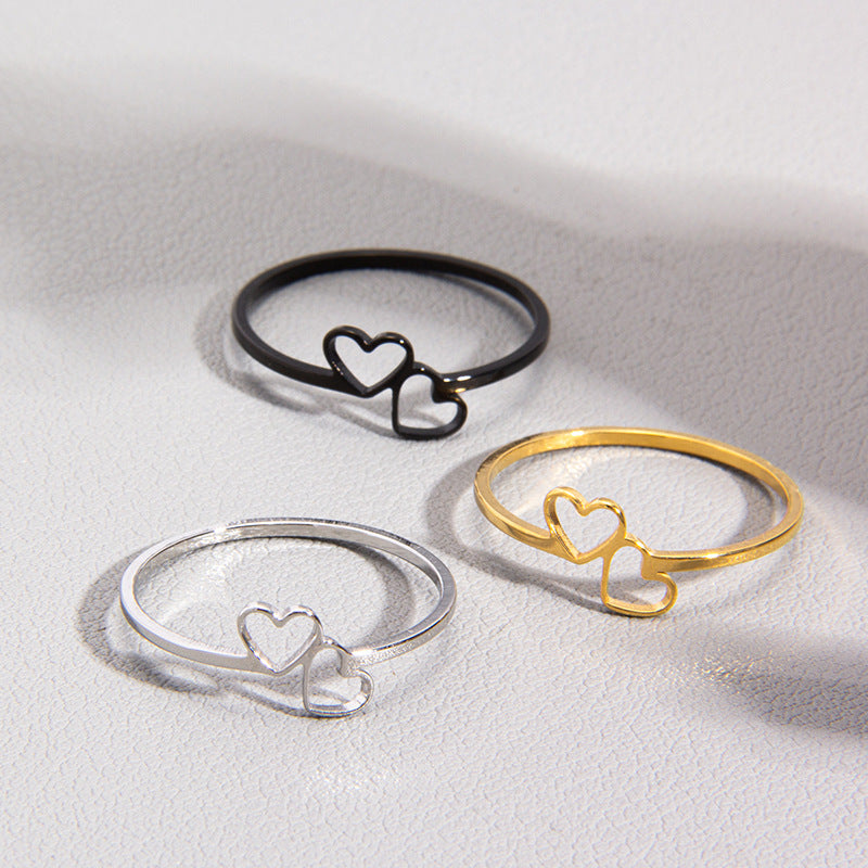 Wholesale Titanium Steel Heart Cut Out Ring Set for Couples - Fashion Accessory Gift
