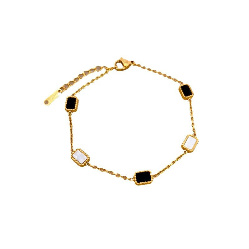 Wholesale Vintage Titanium Steel Forest Black and White Square Bracelet ACC-BT-LiGe001